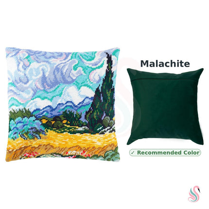Needlepoint Pillow Kit "Wheat Field with Cypresses"