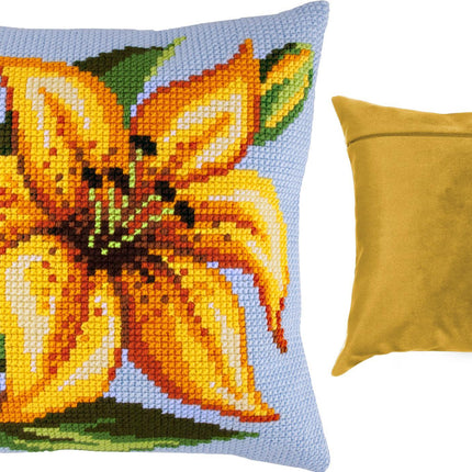 Cross Stitch Pillow Kit "Yellow Lily"