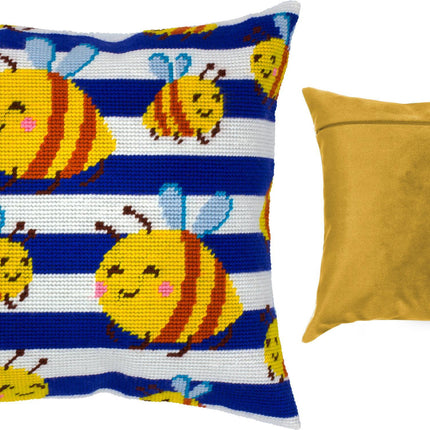 Needlepoint Pillow Kit "Honey Bees"