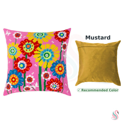 Needlepoint Pillow Kit "Multicolored daisies"