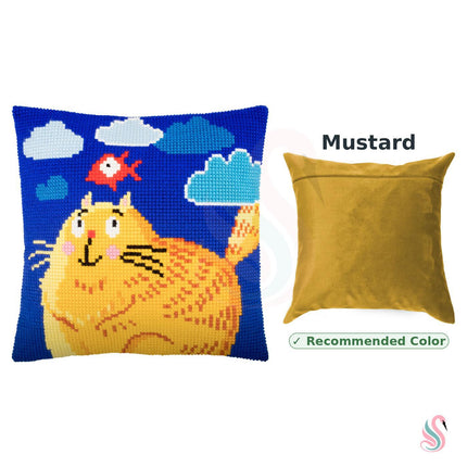 Cross Stitch Pillow Kit "Joyful Cat"