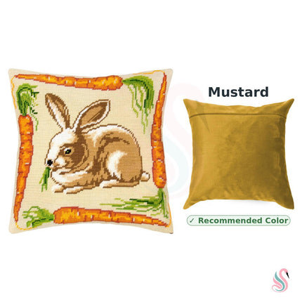 Needlepoint Pillow Kit "Rabbit with Carrots"
