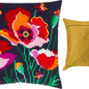 Cross Stitch Pillow Kit "Poppies with butterflies"