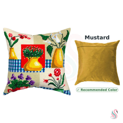Needlepoint Pillow Kit "Vases and Flowers"