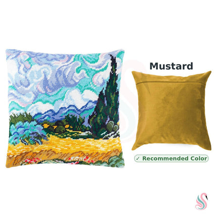 Needlepoint Pillow Kit "Wheat Field with Cypresses"