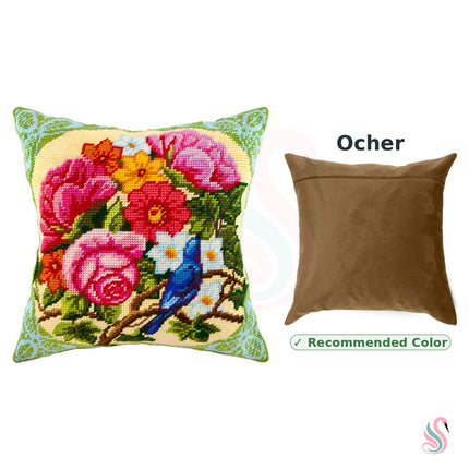 Needlepoint Pillow Kit "Nightingale in Flowers"