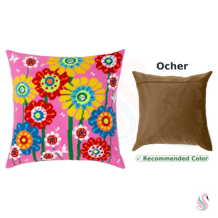 Needlepoint Pillow Kit "Multicolored daisies"