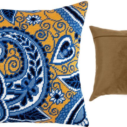 Needlepoint Pillow Kit "Azure and Gold"