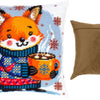 Needlepoint Pillow Kit "Warm cocoa for the fox cub"