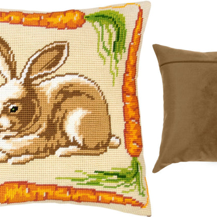 Needlepoint Pillow Kit "Rabbit with Carrots"
