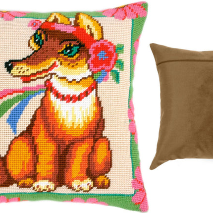 Needlepoint Pillow Kit "A Fox in Flowers"
