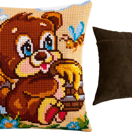 Cross Stitch Pillow Kit "Bear the Sweet-Tooth"