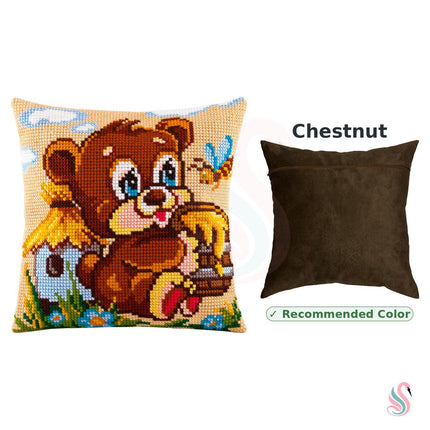 Cross Stitch Pillow Kit "Bear the Sweet-Tooth"