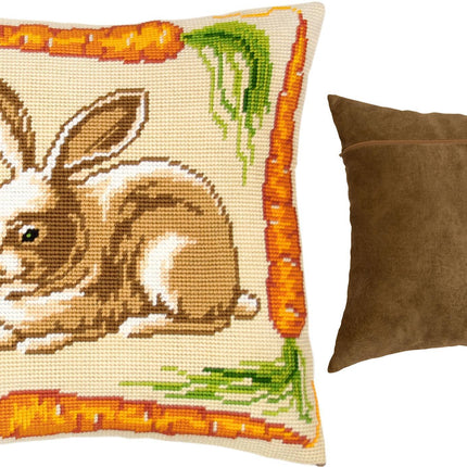 Needlepoint Pillow Kit "Rabbit with Carrots"