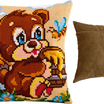 Cross Stitch Pillow Kit "Bear the Sweet-Tooth"