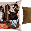 Needlepoint Pillow Kit "Kittens in a Basket"