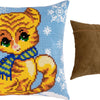 Cross Stitch Pillow Kit "Kitten in the Winter"
