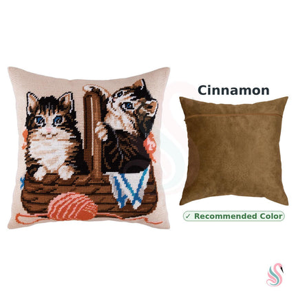 Needlepoint Pillow Kit "Kittens in a Basket"