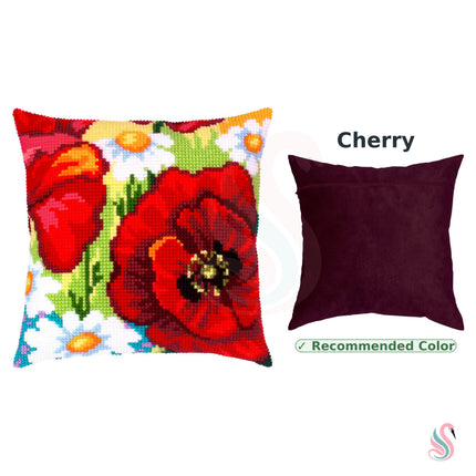 Cross Stitch Pillow Kit "Poppies with daisies"