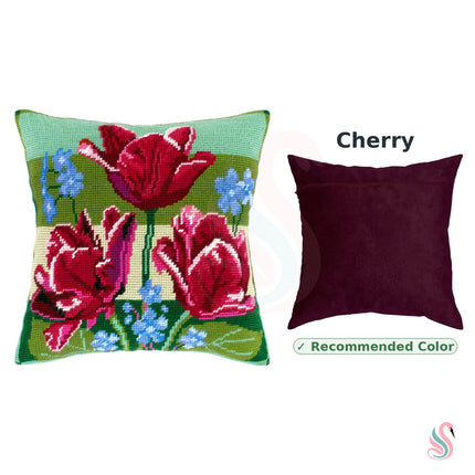 Needlepoint Pillow Kit "Tulips and Forget-Me-Nots"