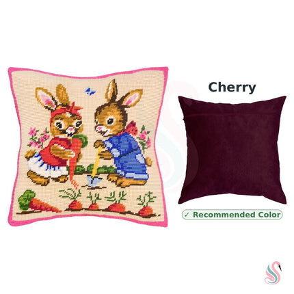 Needlepoint Pillow Kit "Rabbits the Farmers"