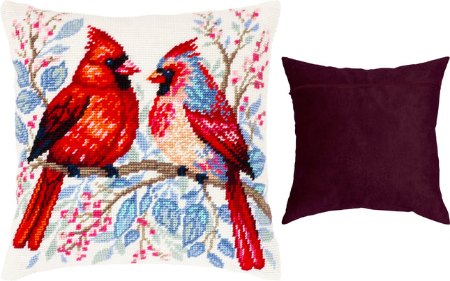 Needlepoint Pillow Kit "Cardinal Pair"