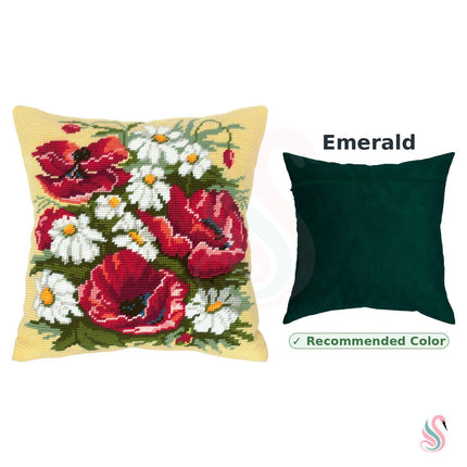 Needlepoint Pillow Kit "Poppies and Daisies"