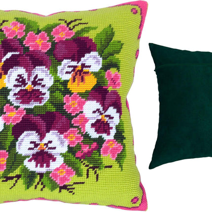 Needlepoint Pillow Kit "Bouquet of Violas"