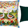 Needlepoint Pillow Kit "Geese Among the Flowers"