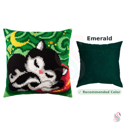 Cross Stitch Pillow Kit "Kitten under the Moon"