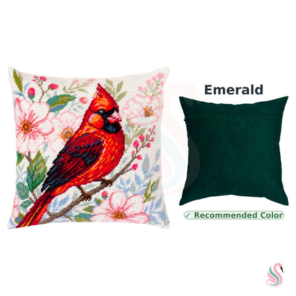Needlepoint Pillow Kit "Cardinal Among Flowers"