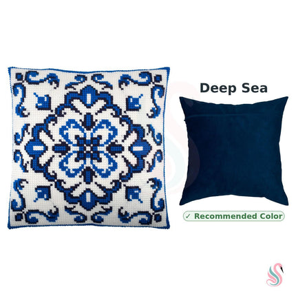 Cross Stitch Pillow Kit "Blue Pattern"