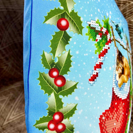 DIY Bead embroidery cushion cover kit "Cats in Stockings"