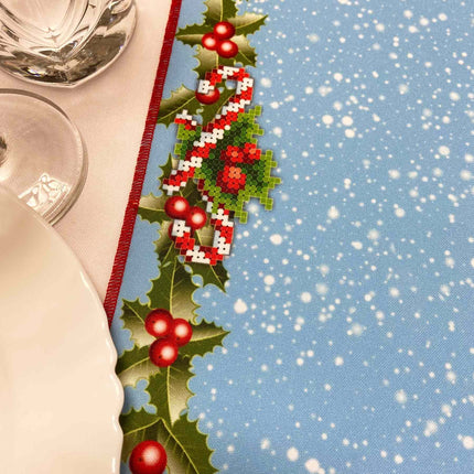 DIY Table Runner kit "Cats in Stockings", Bead Embroidery Kit, Handmade table runner