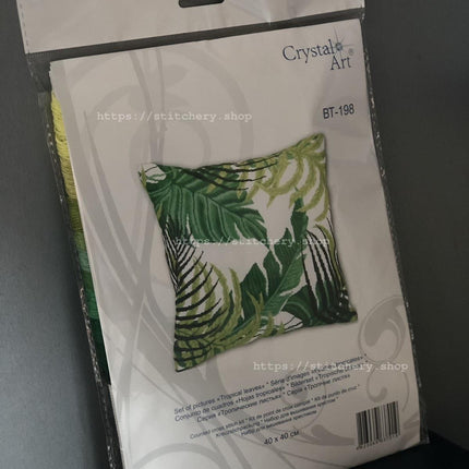 DIY Counted Cross Stitch Pillow Kit "Tropical leaves"