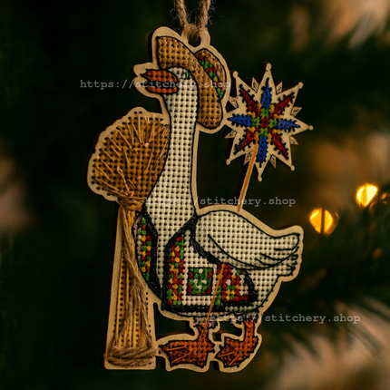 DIY Cross stitch kit on wood "Hrytsko" 5.3x3.5 in / 13.5x9.0 cm