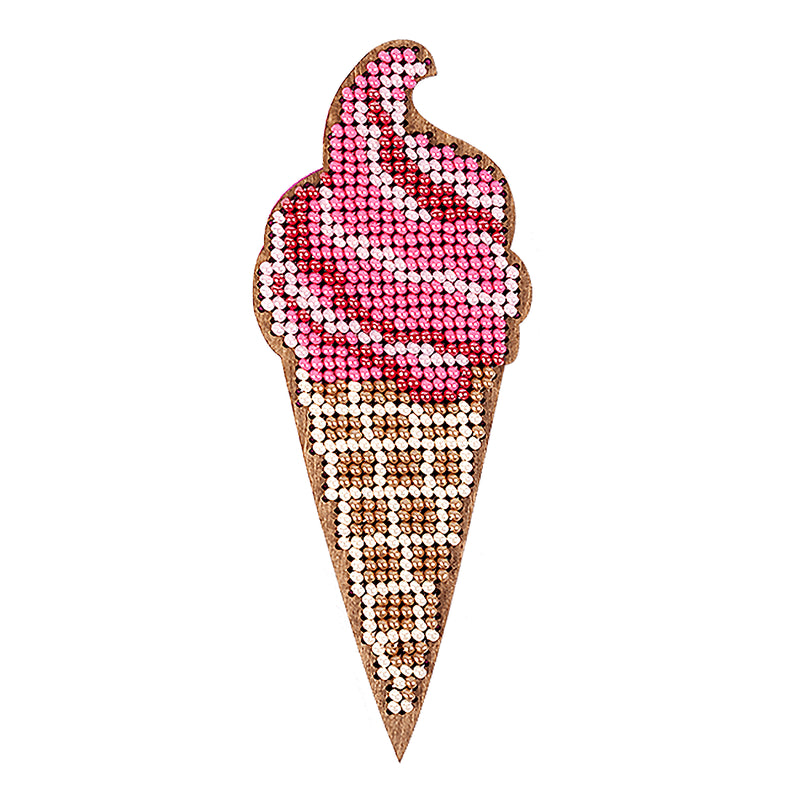 DIY Beaded embroidery on wood kit "Ice cream"