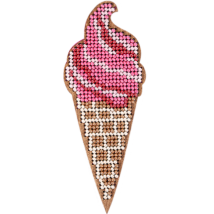 DIY Beaded embroidery on wood kit "Ice cream"