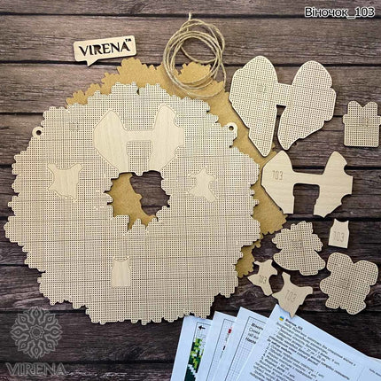 DIY Beaded Door Wreath Kit "Christmas" Embroidery on wood, Home decoration