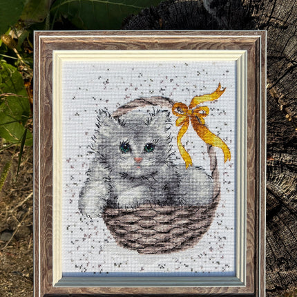 DIY Counted Cross Stitch Kit "Gray kitten"