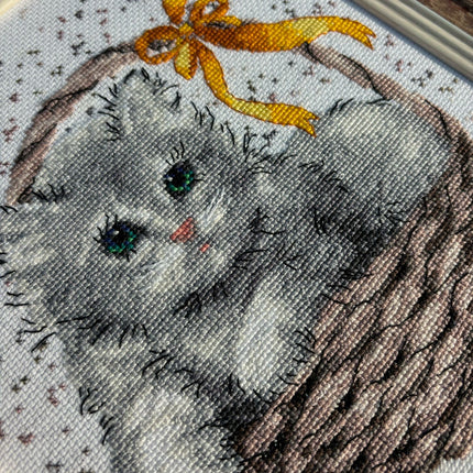 DIY Counted Cross Stitch Kit "Gray kitten"