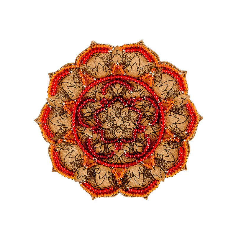 DIY Beaded embroidery on wood kit "Mandala"