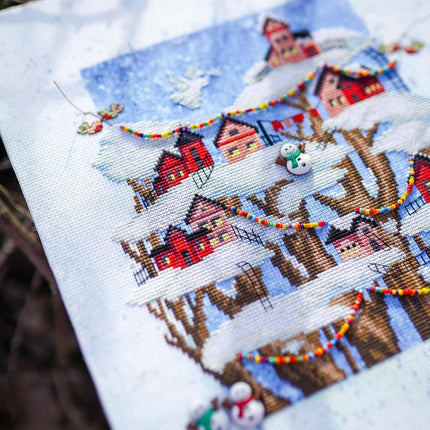 DIY Cross stitch kit with a printed canvas "Christmas fairytale"