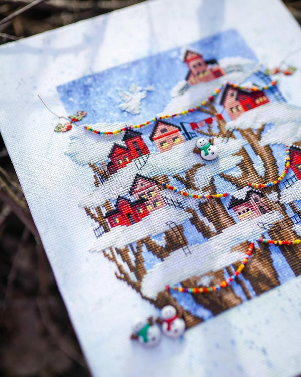 DIY Cross stitch kit with a printed canvas 