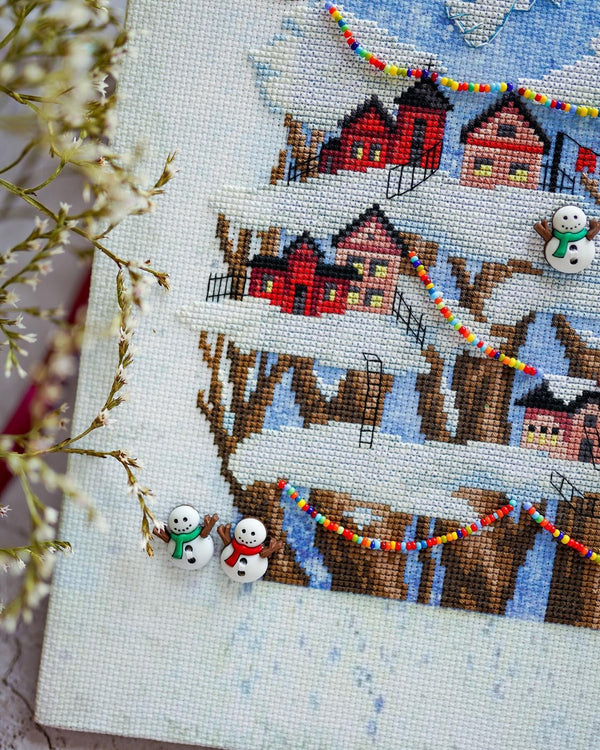 DIY Cross stitch kit with a printed canvas 