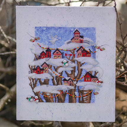 DIY Cross stitch kit with a printed canvas "Christmas fairytale"