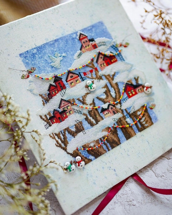 DIY Cross stitch kit with a printed canvas 
