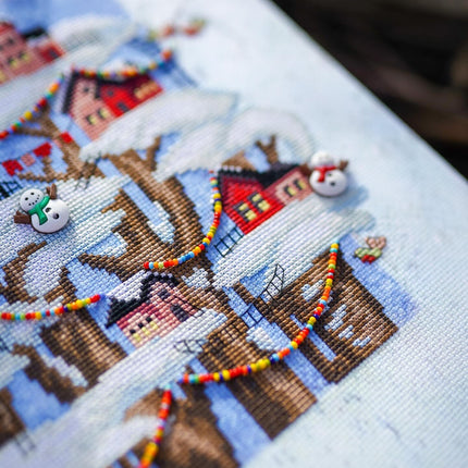 DIY Cross stitch kit with a printed canvas "Christmas fairytale"