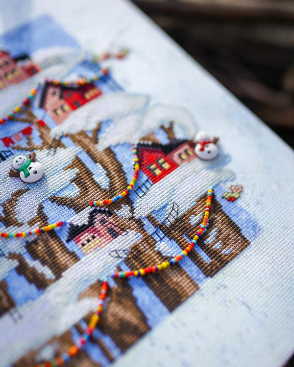 DIY Cross stitch kit with a printed canvas 