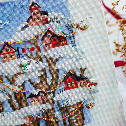 DIY Cross stitch kit with a printed canvas "Christmas fairytale"